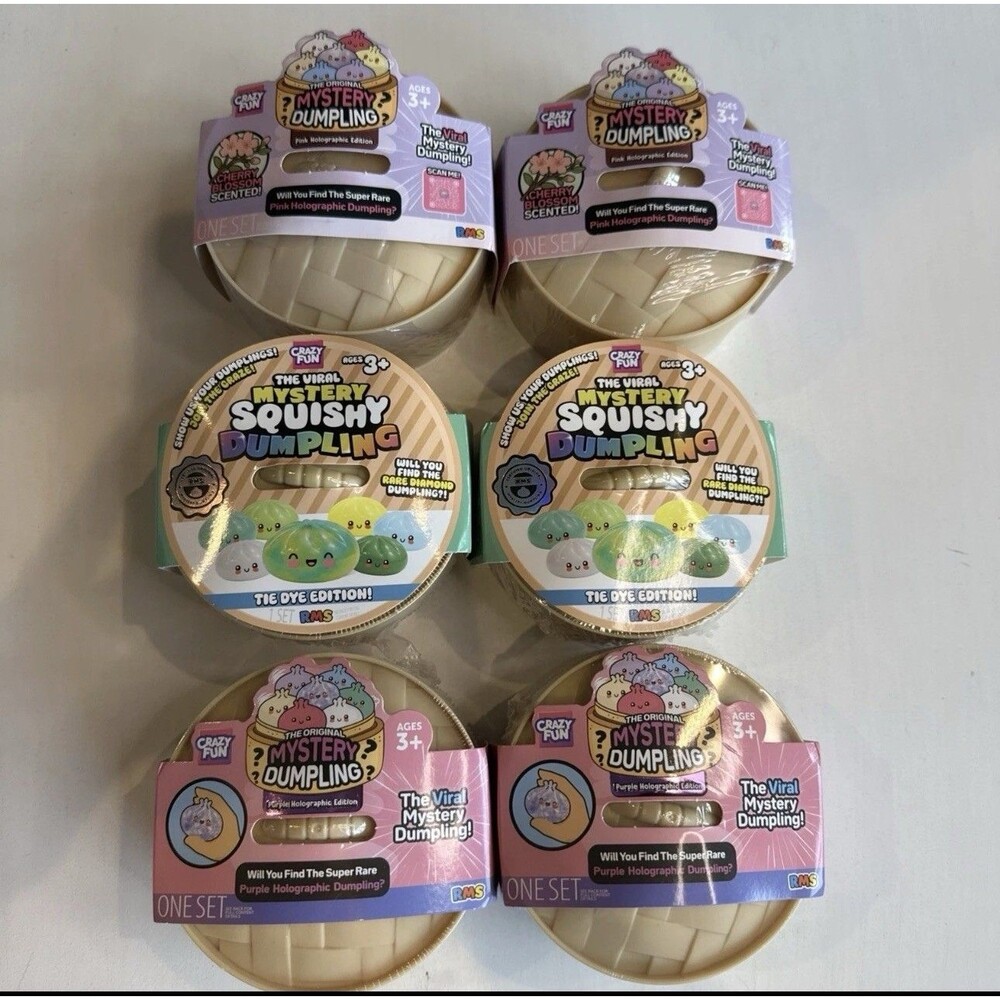 Mystery Squishy Dumpling Lot of 6 Pink Purple Holographic Tie Dye Sealed